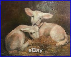Orphan lambs Large Original Oil painting on canvas