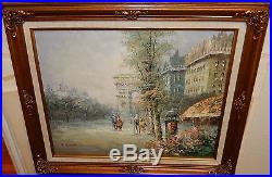 P. Rambert Paris Street Scene Original Oil On Canvas Painting