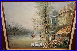 P. Rambert Paris Street Scene Original Oil On Canvas Painting