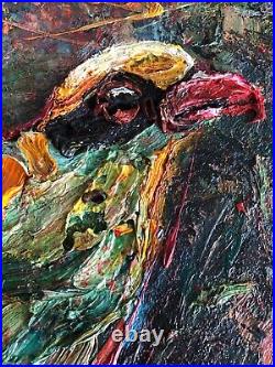 PADWORNY SIGNED BIRD THICK OIL PAINTING 12x12