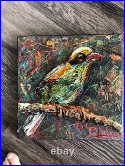 PADWORNY SIGNED BIRD THICK OIL PAINTING 12x12