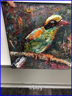 PADWORNY SIGNED BIRD THICK OIL PAINTING 12x12