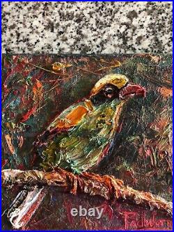 PADWORNY SIGNED BIRD THICK OIL PAINTING 12x12