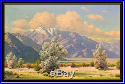PAUL GRIMM Oil On Canvas Painting Signed Western Desert Mountain Landscape LARGE