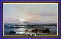 PETER ELLENSHAW Large Original Seascape Painting Oil On Canvas Signed Sunset Art