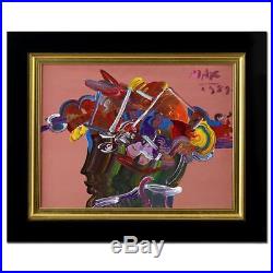 PETER MAX Vintage Original Painting on Canvas BEAUTY PROFILE SIGNED with COA