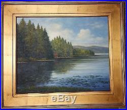 PETER PETTEGREW ORIGINAL Placid Lake Oil on Canvas 33x28 Signed Framed