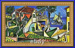 Pablo Picasso MEDITERRANEAN Original Oil Painting 18x30 Canvas SALE