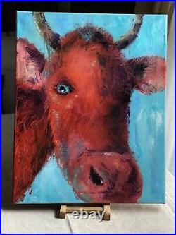 Painting New Original Art Oil Modern Artwork Jersey Cow Portrait Oil On Canvas