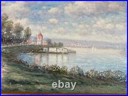 Painting Oil On Canvas Ron Haslam Countryside Beach 36 X 48