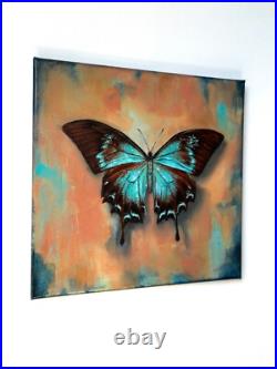 Painting Oil on Canvas, Beautiful Butterfly, Original Contemporary Interior Art