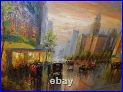 Painting, Oil on Canvas, French Street Scene, Monumental Large Size, 73 x 49.25