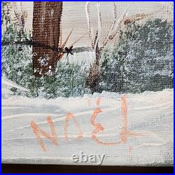 Painting Winter Landscape Farmhouse Barn Original Art Signed Noel Framed 17x21