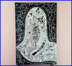 Painting/hand drawn on canvas original street art graffiti style trippy Duce