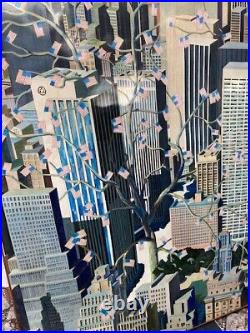 Painting on canvas hand painted original & mixed media, - New York Flagged