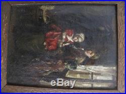 Pair of ORIGINAL ANTIQUE DUTCH OIL PAINTINGS on CANVAS w Matched Frames