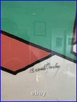 Peach Garden Rare Original Abstract Art by Brent Lee Farley Fully Framed