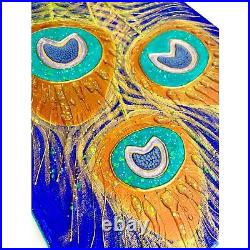 Peacock Sparkle Original Art Mixed Media Artwork Glitter Painting Canvas 11x14in