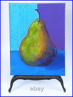 Pear? On a Rainy Day Stretched Canvas 12x16 Painting Original Climate Change