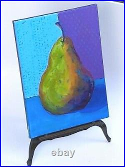 Pear? On a Rainy Day Stretched Canvas 12x16 Painting Original Climate Change
