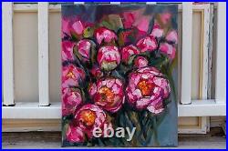 Peony oil painting on canvas ORIGINAL art Flower wall art floral artwork 16x20
