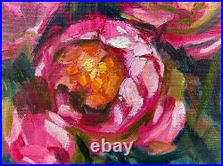 Peony oil painting on canvas ORIGINAL art Flower wall art floral artwork 16x20