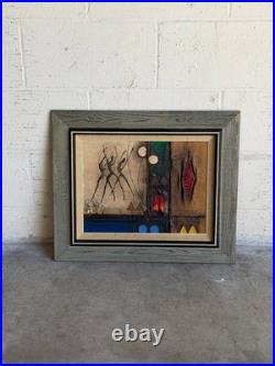 Per Dahl Abstract Expressionist Oil Painting Textured Canvas Wood Frame Denmark