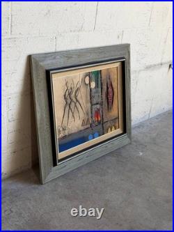 Per Dahl Abstract Expressionist Oil Painting Textured Canvas Wood Frame Denmark