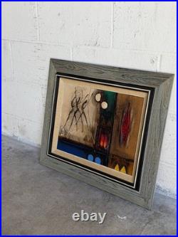 Per Dahl Abstract Expressionist Oil Painting Textured Canvas Wood Frame Denmark