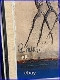 Per Dahl Abstract Expressionist Oil Painting Textured Canvas Wood Frame Denmark