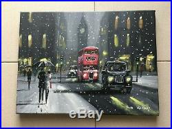 Pete Rumney Art Original Hand painted Canvas Painting Out in London Snow