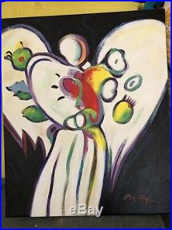 Peter Max Original Acrylic Painting On Canvas Angel In Distinctive Max Style