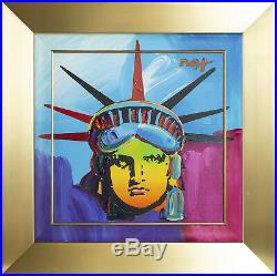 Peter Max Original Acrylic Painting on Canvas Delta Statue of Liberty