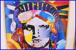 Peter Max Original Delta Liberty Head Framed Acrylic on Canvas Painting