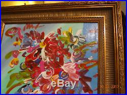 Peter Max Original Painting Flowers & Vase 2000 Stunning Acrylic On Canvas