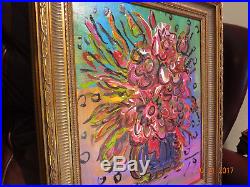 Peter Max Original Painting Flowers & Vase 2000 Stunning Acrylic On Canvas