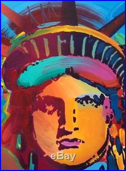 Peter Max Original Painting LIBERTY Acrylic on Canvas Perfect Condition 16 x 18