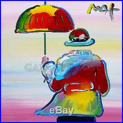 Peter Max Umbrella Man On Blend 2009 Original Acrylic/canvas 21x21 Framed
