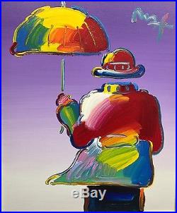 Peter Max Umbrella Man Original Acrylic on Canvas
