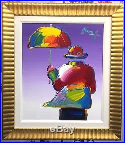 Peter Max Umbrella Man Original Acrylic on Canvas