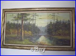 Phillip CANTRELL HUGE ORIGINAL OIL ON CANVAS RIVER MOUNTAIN PAINTING