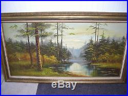 Phillip CANTRELL HUGE ORIGINAL OIL ON CANVAS RIVER MOUNTAIN PAINTING