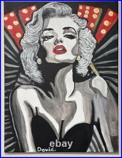 Pop Art Woman Portrait, original acrylic signed painting by David on canvas