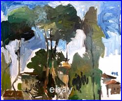 Post-Cubism Plein Air Oil Painting Landscape House 20x24 Canvas Original Art