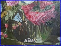 Pretty Original Still Life Of Flowers Oil Painting On Canvas Signed