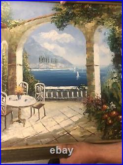 Professionally Framed Thomas Original Oil Painting On Canvas Mediterranean Scene