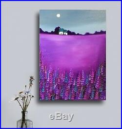 Purple field original textured acrylic painting on canvas J Palmer Art landscape