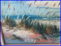 R. Thompson Vintage Original Art Painting Oil On Canvas Seascape Signed 41X29