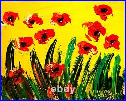 RED FLOWERS Original Oil Painting on canvas IMPRESSIONIST ART G5G