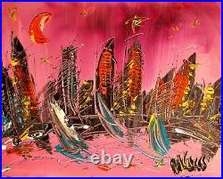 RED SKY Abstract Pop Art Painting Original Oil On Canvas Gallery Artist F2F